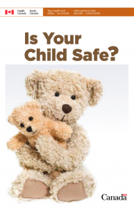 Report cover shows larger teddy bear holding a small teddy bear with title, Is Your Child Safe?